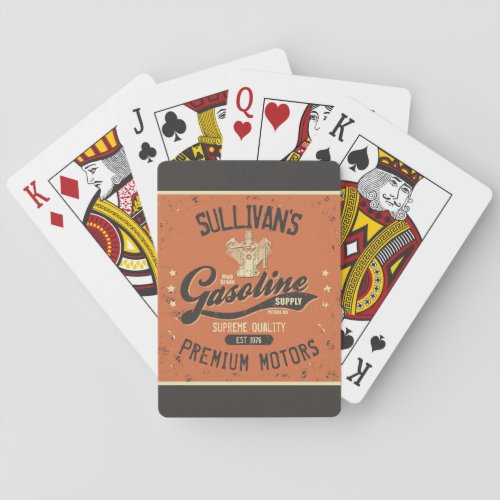 Custom NAME Gasoline Motors Retro Mechanic Garage  Poker Cards