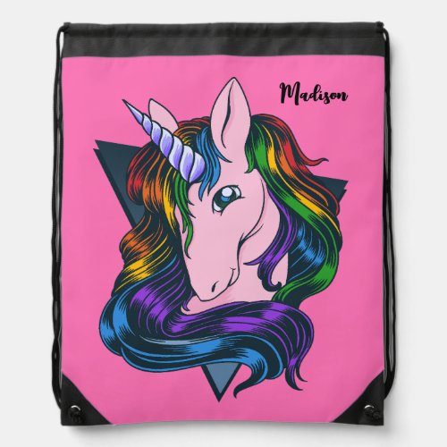 Custom Name Gay Unicorn Drawstring Bag