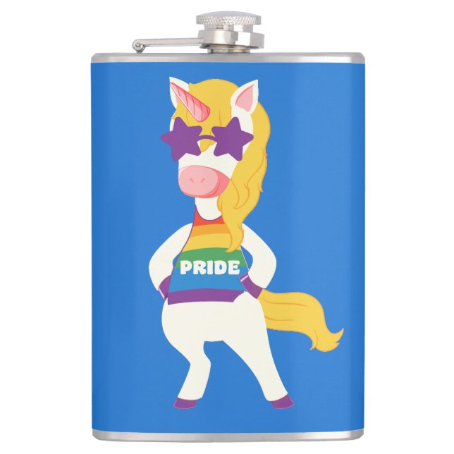 Custom Name Gay Unicorn Flask (Front)