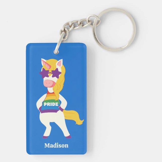 Custom Name Gay Unicorn Keychain (Back)