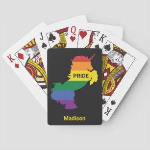 Custom Name Gay Unicorn Poker Cards