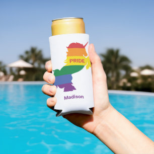 Custom Name Gay Unicorn Seltzer Can Cooler