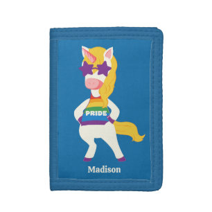 Custom Name Gay Unicorn Trifold Wallet