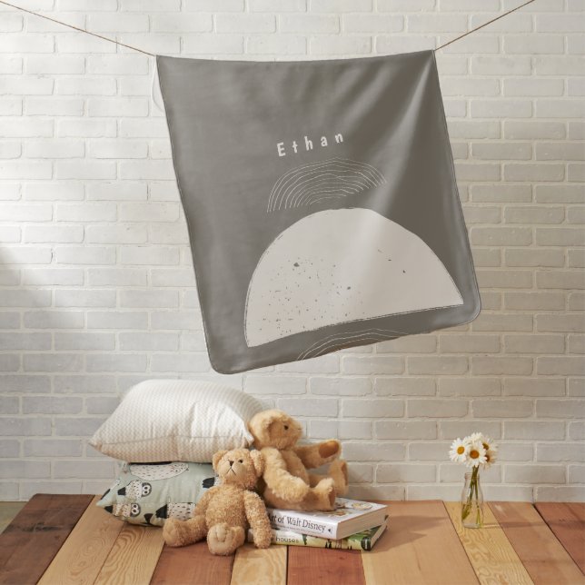 Custom name Gender Neutral minimalist Baby Blanket (In Situ)