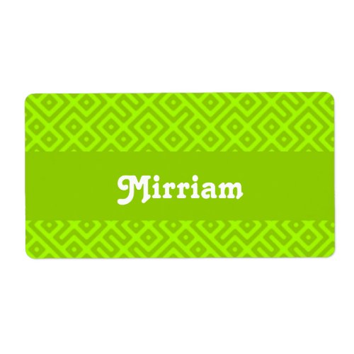 Custom name geometric green label