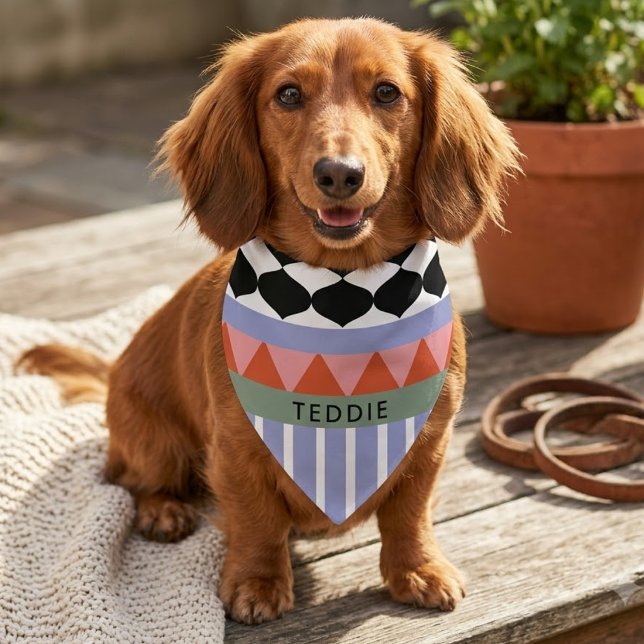 Custom Name Geometric Pattern Pet Bandana (Creator Uploaded)