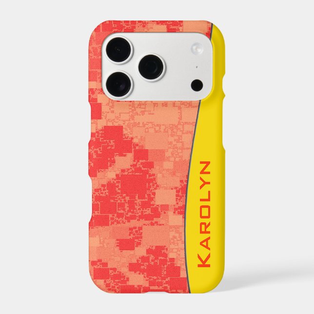 Custom Name Geometric Tangerine Zeal Abstract Case-Mate iPhone Case (Back)