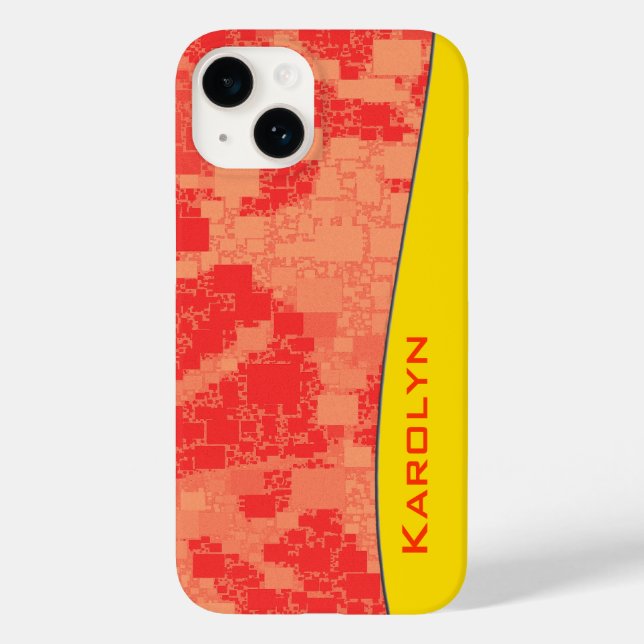 Custom Name Geometric Tangerine Zeal Abstract Case-Mate iPhone Case (Back)