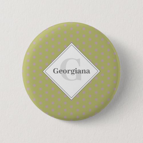 Custom Name Geometric Warm Neutral Polka Dot Stars Button