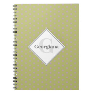 Custom Name Geometric Warm Neutral Polka Dot Stars Notebook