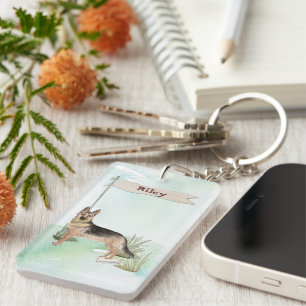 Custom Name German Shepherd Pet Dog Keychain