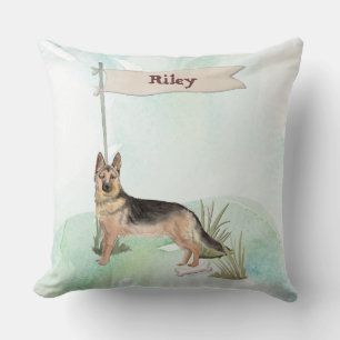 Custom Name German Shepherd Pet Dog Throw Pillow