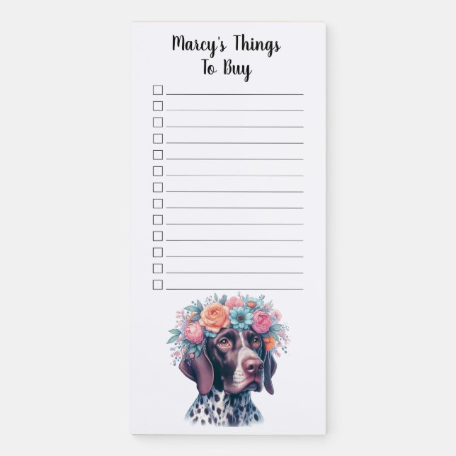 Custom Name German Shorthaired Pointer Magnetic Notepad (Front)