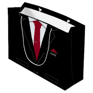 Custom Name Gift Bag Business Black Suit Funny