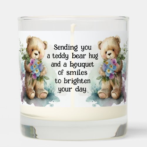 Custom Name Gift Cute Teddy Bear Flowers  Scented Candle