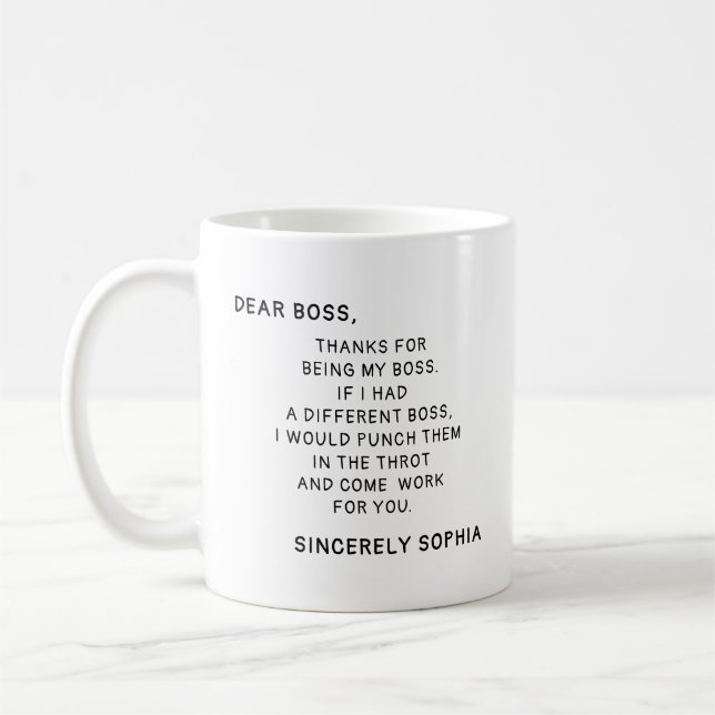 Custom Name Gift for Best Boss Friend Funny Boss  Coffee Mug (Left)