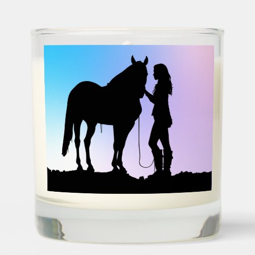 Custom Name Gift Girl  her Horse Silhouette Scented Candle