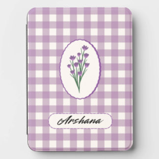 Custom Name Gingham Flower Bouquet Kindle Cover