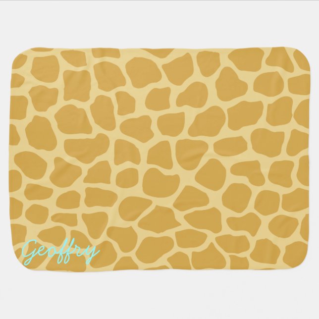 Custom Name Giraffe Print Baby Blanket (Horizontal)