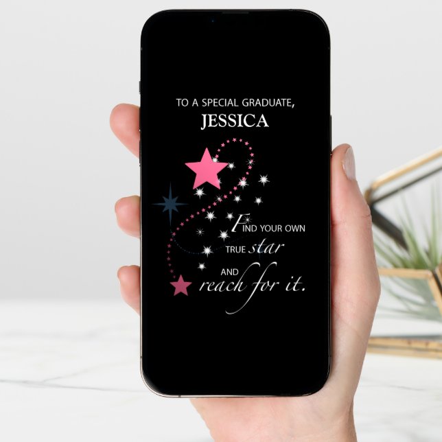 Custom Name Girl Graduation Star Congratulations Card (Front Digital)