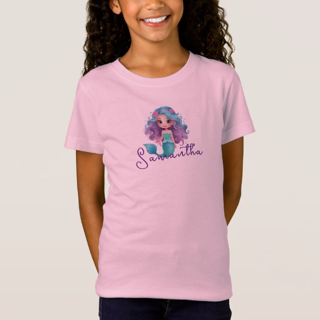 Custom name girls mermaid T-Shirt (Front)