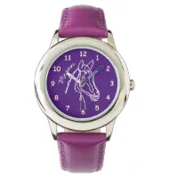 Custom name girl s watch with cute horse design Zazzle