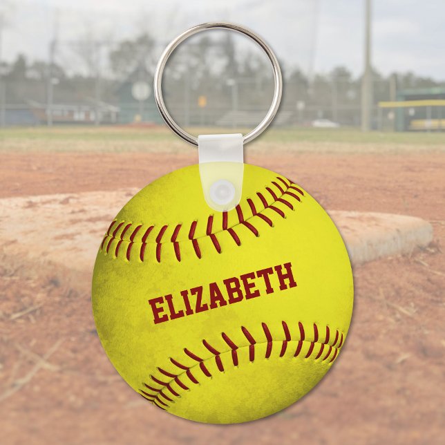 custom name girls yellow softball keychain (Creator Uploaded)