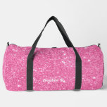 Custom Name Girly Faux Pink Glitter Duffle Bag