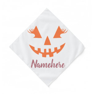 Custom Name Girly Jack O Lantern Pumpkin Halloween Bandana