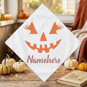 Custom Name Girly Jack O Lantern Pumpkin Halloween Bandana