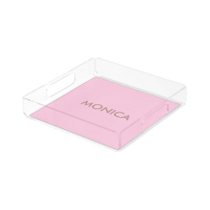 Custom name girly pink acrylic tray