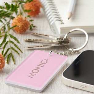 Custom name girly pink keychain