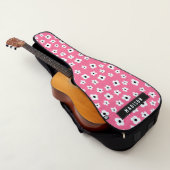 Custom Name Girly Pink White Flower Pattern Guitar Case (3/4)