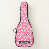 Custom Name Girly Pink White Flower Pattern Guitar Case (Front)