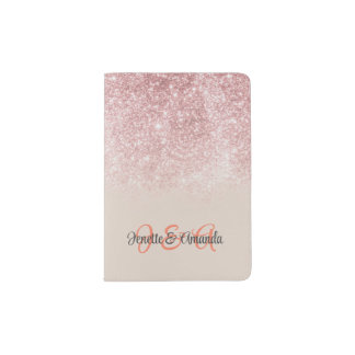 Custom Name Girly Rose Gold Glitter Sparkles  Passport Holder