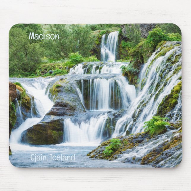 Custom Name Gjain Waterfalls, Iceland Mouse Pad (Front)