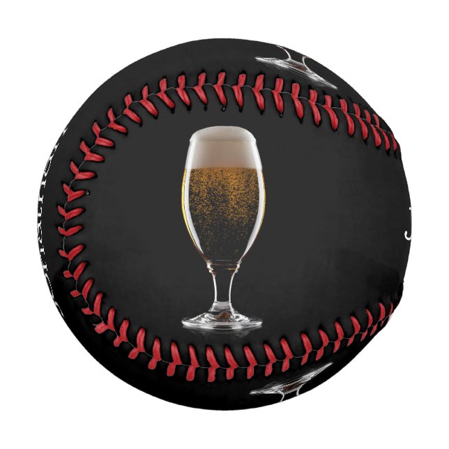 Custom name Glass of Beer Baseball (Back Right)