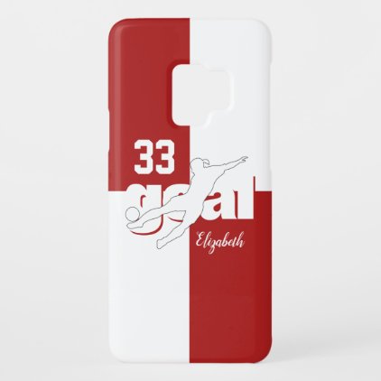 custom name goal red and white women's soccer Case-Mate samsung galaxy s9 case