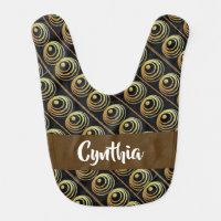 Custom name gold circles baby bib