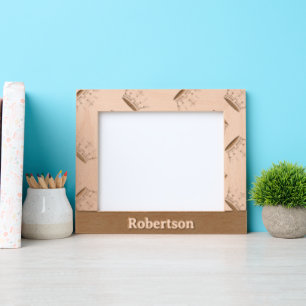 Custom name gold crown pattern engraved frames