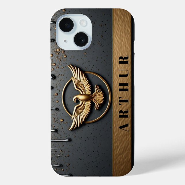 💎 Custom Name Gold Eagle Flow Liquid Metal Luxury Case-Mate iPhone Case (Back)