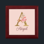 Custom Name Gold Foil Blush Pink Roses Letter A Gift Box<br><div class="desc">Custom Name Gold Foil Blush Pink Roses Letter A design features a stylish floral monogram with elegant shimmer—perfect for feminine themes,  romantic occasions,  and personalized name customization. Click 'Personalize' to customize with your name or a loved one’s.</div>
