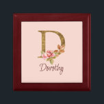 Custom Name Gold Foil Blush Pink Roses Letter D Gift Box<br><div class="desc">Custom Name Gold Foil Blush Pink Roses Letter D design presents an elegant floral monogram with shimmering detail—ideal for soft feminine style,  romantic touches,  and personalized name designs. Click 'Personalize' to add your name or a loved one’s.</div>