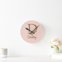 Custom Name Gold Foil Blush Pink Roses Letter D