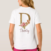 Custom Name Gold Foil Blush Pink Roses Letter D