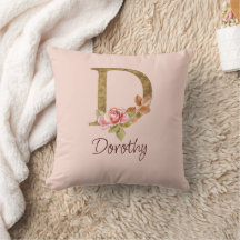 Custom Name Gold Foil Blush Pink Roses Letter D