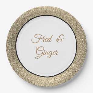 Custom Name Gold Glitter 7" Paper Plates