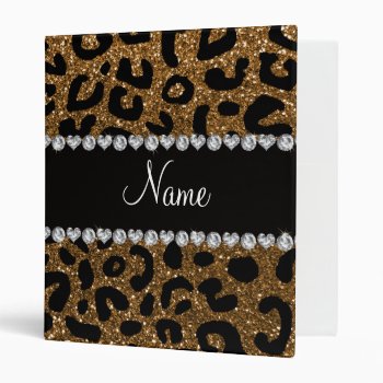 Custom Name Gold Glitter Cheetah Print 3 Ring Binder by Brothergravydesigns at Zazzle
