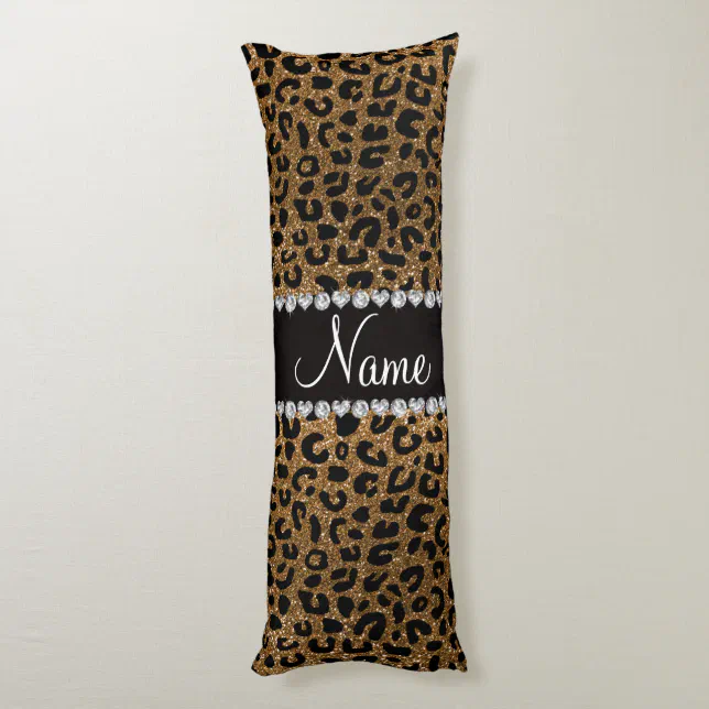 Custom name gold glitter cheetah print body pillow Zazzle