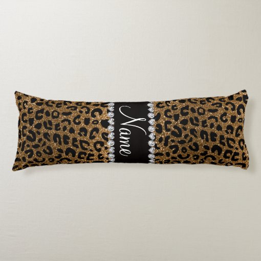 Custom name gold glitter cheetah print body pillow Zazzle